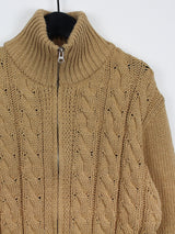 ケーブル ハイネック ニット ジップアップ / Cable high neck knit zip-up (3color)