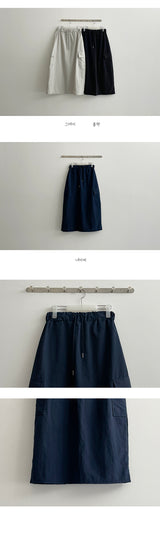 ピークバンディングナイロンロングスカート / Peak banding nylon long skirt