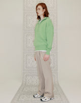 HALF ZIP UP PUNCHING RHOMBUS SWEATER YELLOW GREEN (6691447603318)