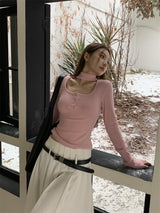 Square holy neck slim fit top