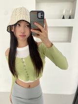 イエロービーントップカーディガンツーピース/yellow bean top cardigan two-piece