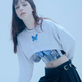 バタフライクロップスウェットシャツ/0 8 butterfly crop sweat shirt - GREY
