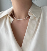 淡水パールイノセントデイリーシンプルレイヤードネックレス/dio Silver 925 Fresh Water Pearl Necklace Innocent Daily Simple Layered Necklace