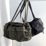 Wiltz leather washed pocket side zipper shoulder bag