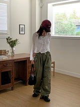 Tissue Coated Parachute Two Way Jogger Wide Pants
