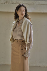 カラーカットアウトシャツ/COLLAR CUTOUT SHIRT_BEIGE
