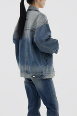 ジンチョンボクシーフィットデニムジャケット / deep blue over Fit Denim Jacket