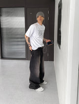 No.0150 color washing denim wide PT