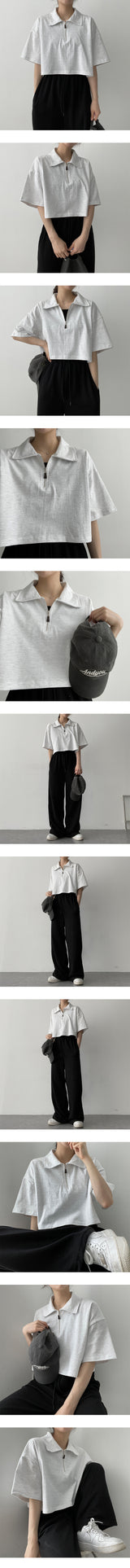 ノアハーフジップアップカラーショートスリーブTシャツ / Noa Half Zip-Up Collar Short-Sleeved T-Shirt