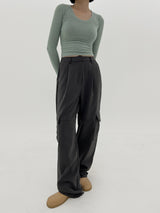 レイズドUネックTシャツ/Raised U-neck T-shirt (5color)