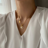 パールコイントグルネックレス/ii Pearl Coin Toggle Bar Necklace