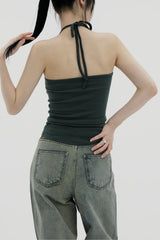 シャーリングホルターネックスリーブレス / Shirring halterneck sleeveless (5color)
