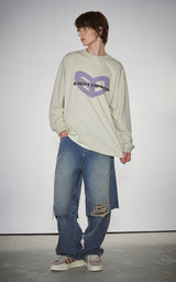  BLUR HEART LONG SLEEVE_BEIGE