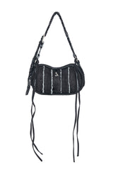 デニムカットオフショルダーバッグ / DENIM CUT-OFF SHOULDER BAG (BLACK)