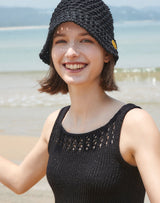 【OUTLET】COTTON PAPER KNIT BUCKETHAT BLACK