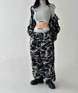 [UNISEX] Camouflage Fleece Wide Pants