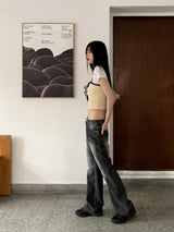 シースカラーレイヤードリボンニットシャツ / Sheath Color Layered Ribbon Knit Shirt