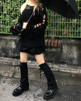 ビンテージパンクダメージロングニットウェア