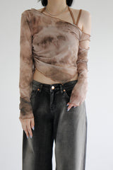 タイダイシースルーオープンTシャツ / Tie-dye see-through open T-shirt (2color)