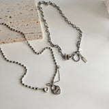 ラブハートロックボールドチェーンハンドメイドネックレス / jalo Love Heart Lock Bold Chain Handmade Necklace