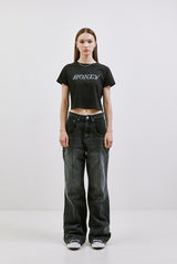 ハニー ロゴ ホットフィックス クロップ T / CHARMS HONEY LOGO HOTFIX CROP T BK