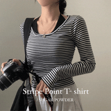 [Sleeveless ONLY] ホルタースリーブレス + ストリープオフショルダーロングスリーブセットアップ
