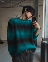 フェリーストライプモヘアニット (3 color)