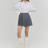 CHAIN PLEATS LAP SKIRT GRAY (6682534609014)