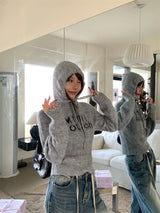 First Angora Letterang Hooded Knit