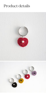 Chubby heart pendant surgical open ring (red)チャビーハートペンダントサージカルオープンリング/