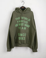 [Brushed lining] world lettering overfit hooded t-shirt