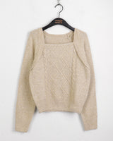 Baba Twisted Bolero Square Neck Long Sleeve Knit