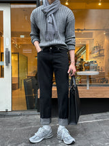 LMN レギュラーロールアップデニムパンツ / LMN Regular Roll-Up Denim Pants (Black)
