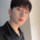 [MONSTA X] S925 Hoop Sha Earrings (Black Silver) (6653819158646)