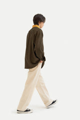 コントラスティングポイントコーデュロイシャツ/Contrasting point corduroy shirt S112 Mustard&Black