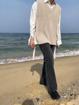 Po Side Slit Black Washing Denim Pants (628) (6699423858806)