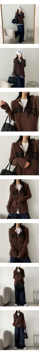 Unique Pont Two-Way Knit Hoodie Zip-Up