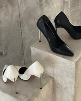 Silver-grooved Stelleto high heels