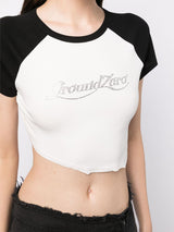 Logo crystal-embellished raw-cut T-shirt
