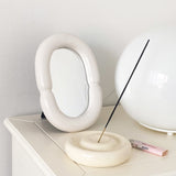 セラミックボールドフレームドテーブルミラー / Ceramic Bold Framed Table Mirror - White