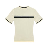 プリヴェバーロゴニッティドクロップドTシャツ / PRIVÉ BAR LOGO KNITTED CROPPED T-SHIRT - CREAM