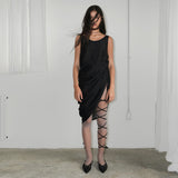 2ウェイシャーリングシアーロングワンピース / 2 WAY SHIRRING SHEER LONG OPS (BLACK)