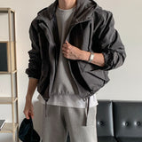 LMN Rectangle Short Hooded Bomber Jacket (3 colors)
