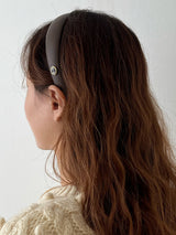 Vintage Mood Cameo Leather Volume HairBand [Brown]