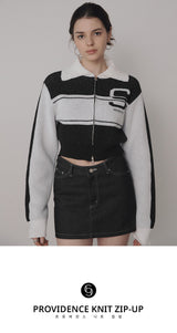 Providence Knit Zip-up (B&W)