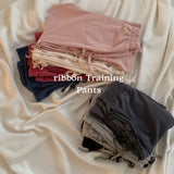 [Point Pants ❤ ︎/7 Colors!] リボンワイドパンツ, スウェットスーツバンディングパンツ