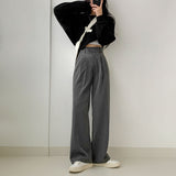 [ハイウェスト］ワンボタンピンタックスラックス / [High waist] one-button pin tuck slacks