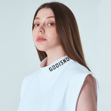ハーフタートルネックスリーブレスT/HALF-TURTLE NECK SLEEVLESS T-WHITE