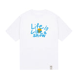 Big Drawing Letter Flower Short Sleeve Tee_White/Blue Logo