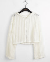 Solu See-Through Cropped Hoodie Cardigan Zip-Up